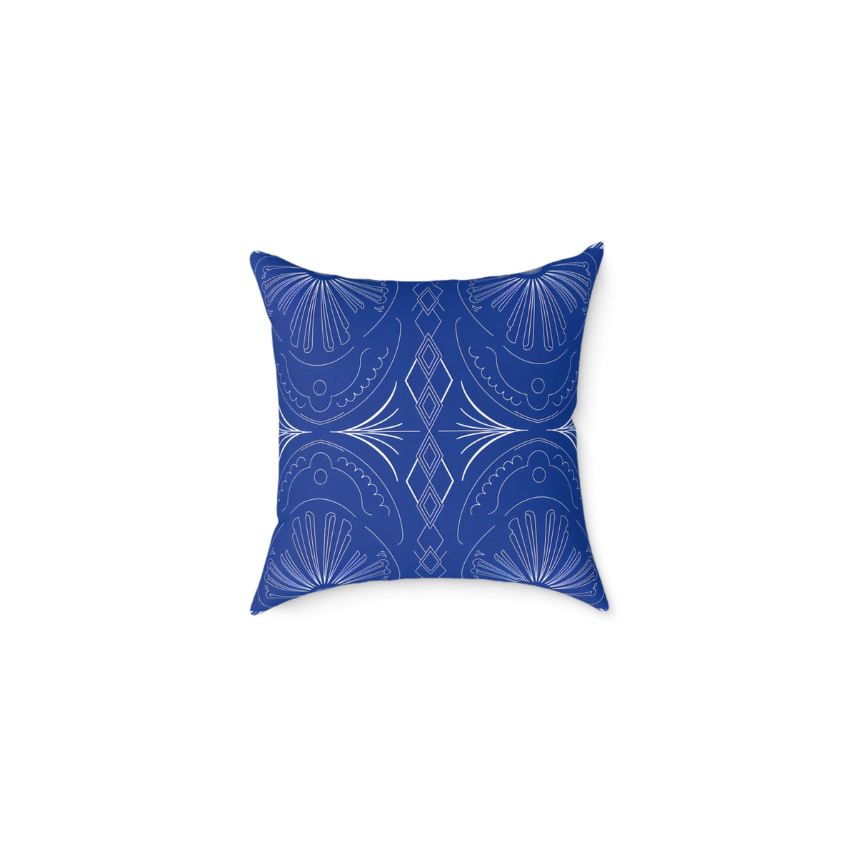 Blue Moroccan Tile Pattern Pillow | Square Poly Canvas Pillow