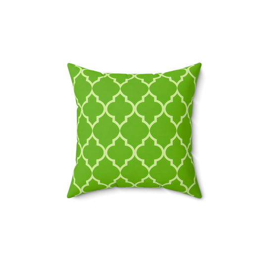 Vibrant Green Decorative Pillow, Modern Home Decor, Living Room Cushion, Stylish Pillow, Sofa Accent, Birthday Gift, Moroccan Quatrefoil - LOLA VEGAS ART