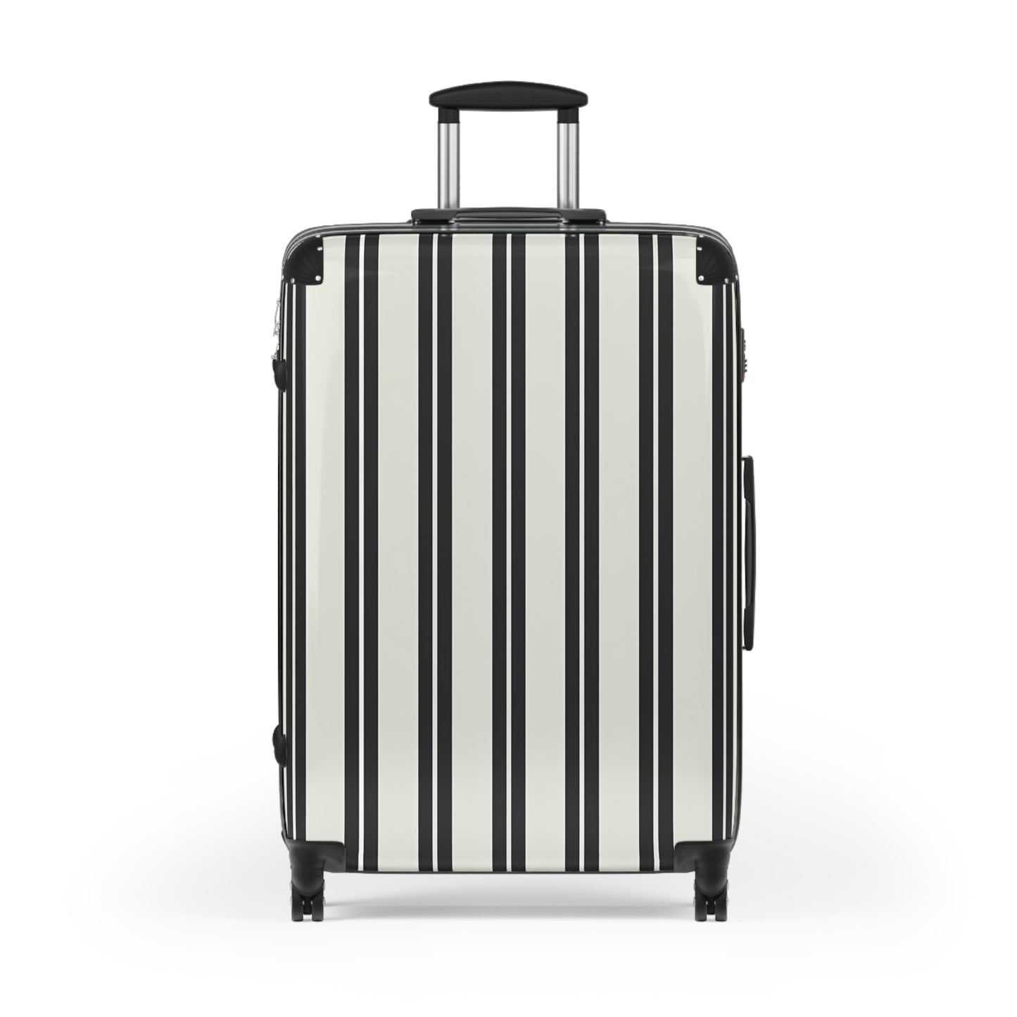 Black and White Vertical Stripes Suitcase | Hard Shell Carry-On Luggage