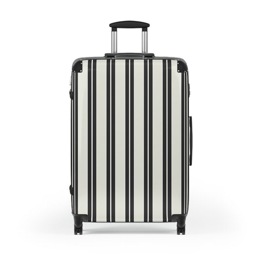 Black and White Vertical Stripes Suitcase | Hard Shell Carry-On Luggage
