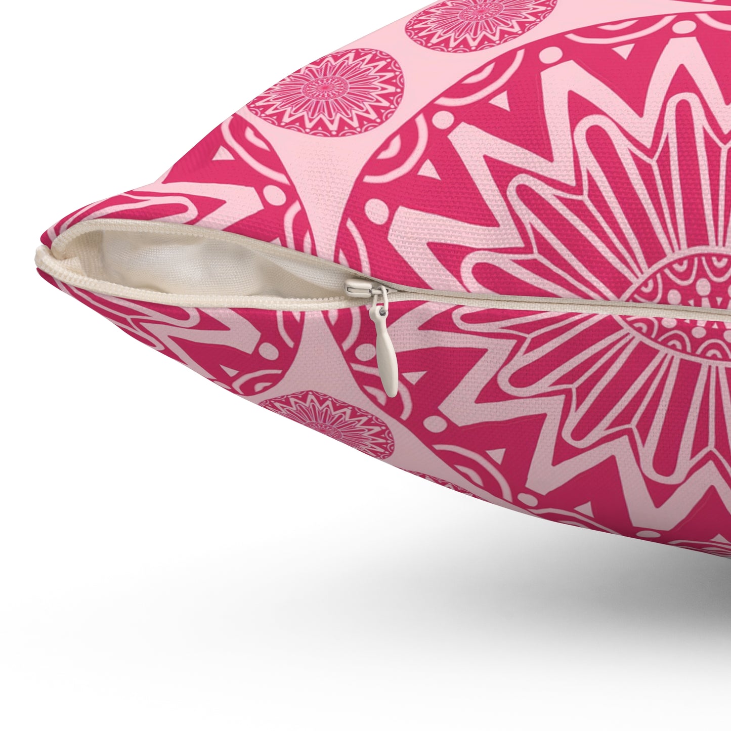 Vibrant Pink Mandala Pillow, Boho Decor Cushion, Home Throw Pillow, Gift for Her, Living Room Accent - LOLA VEGAS ART