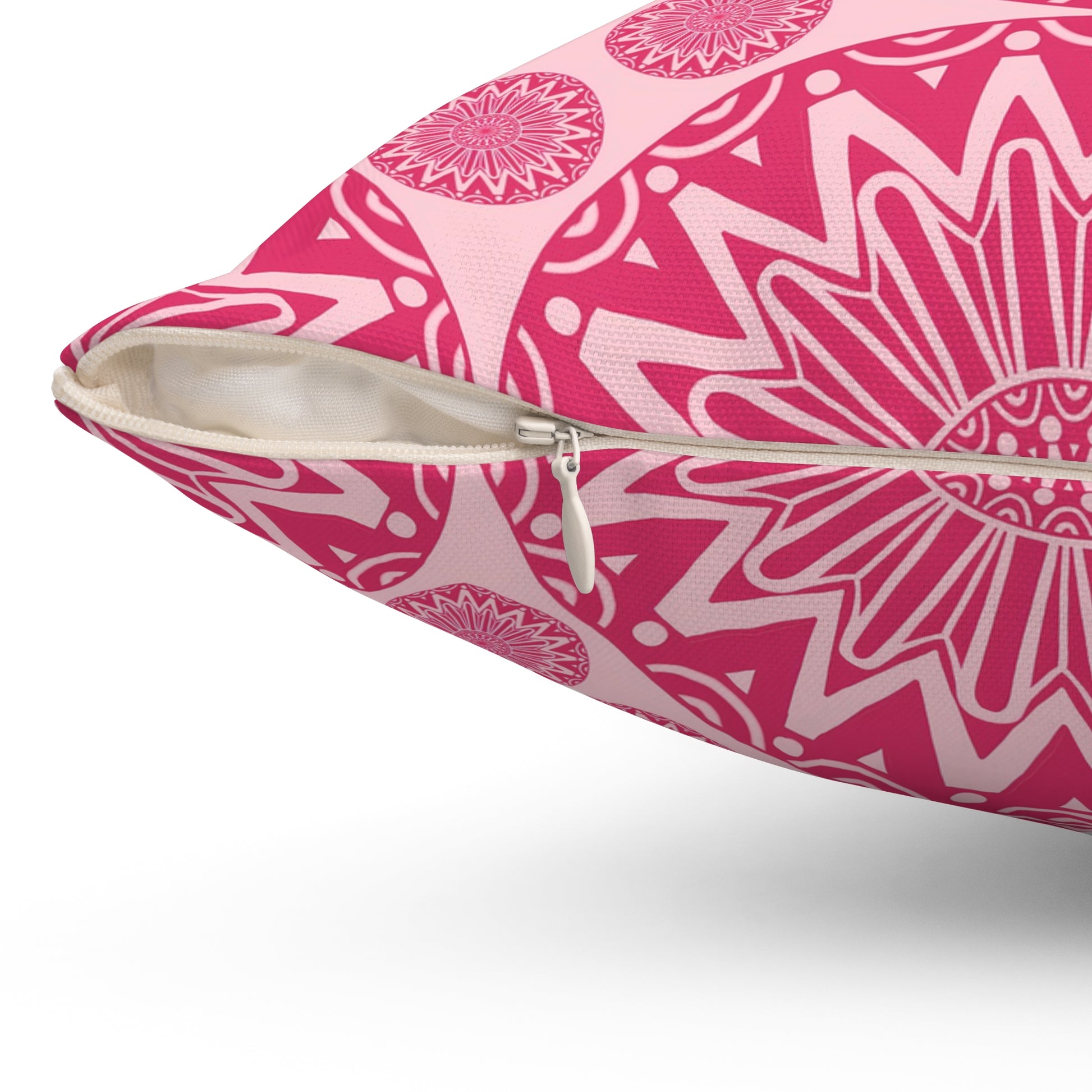 Vibrant Pink Mandala Pillow, Boho Decor Cushion, Home Throw Pillow, Gift for Her, Living Room Accent - LOLA VEGAS ART