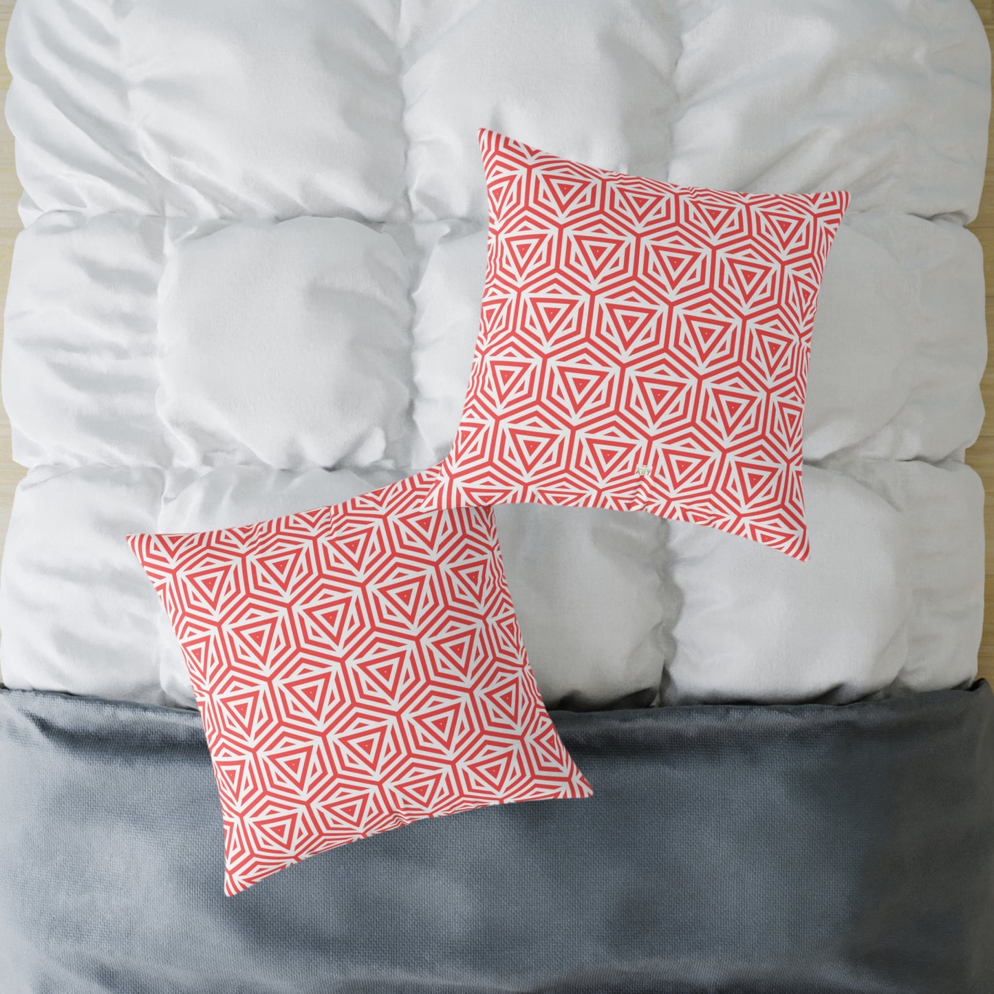 Geometric Coral Tile Pattern Pillow Square Throw Pillow Modern Home Decor