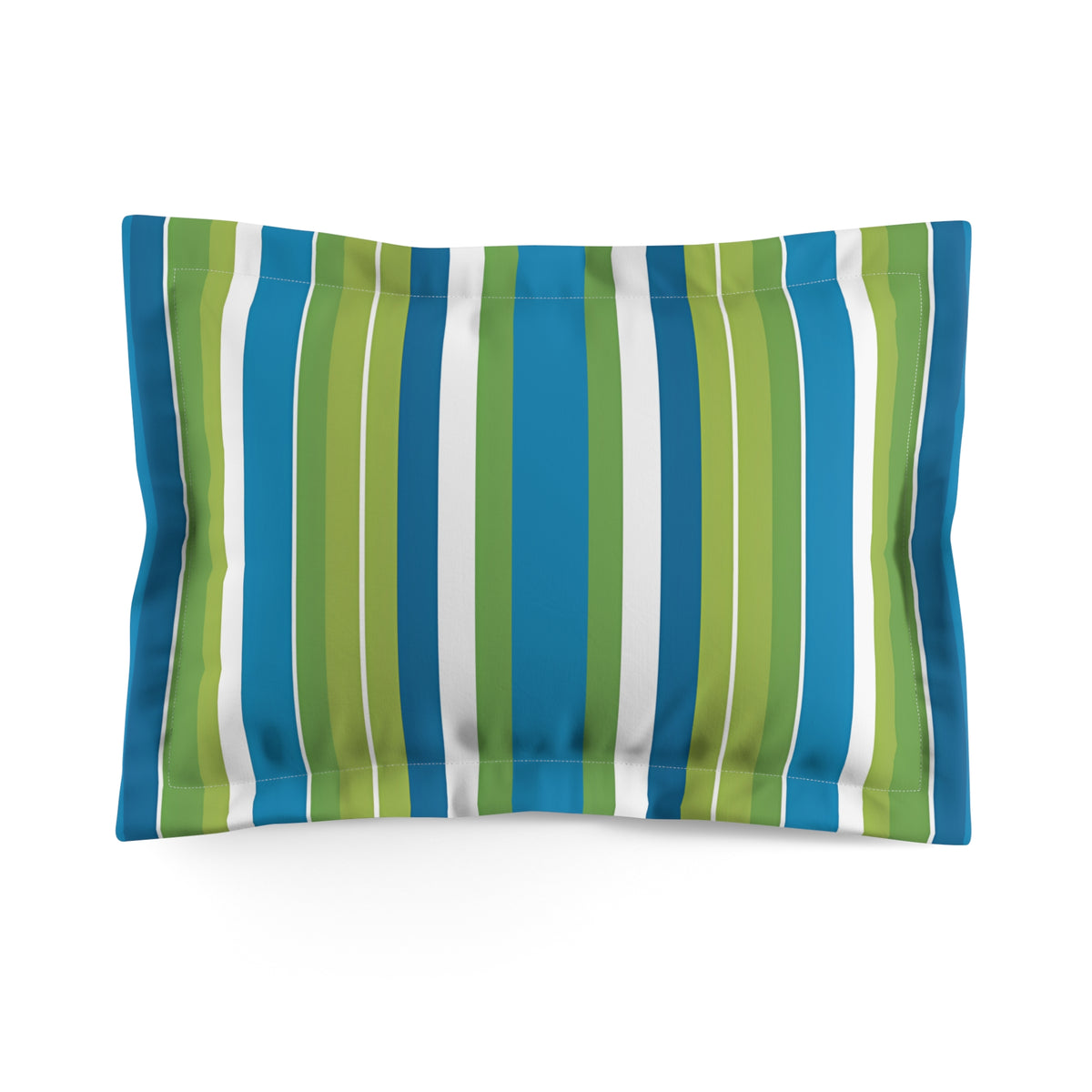 Blue Green Vertical Stripes pillow sham | Microfiber