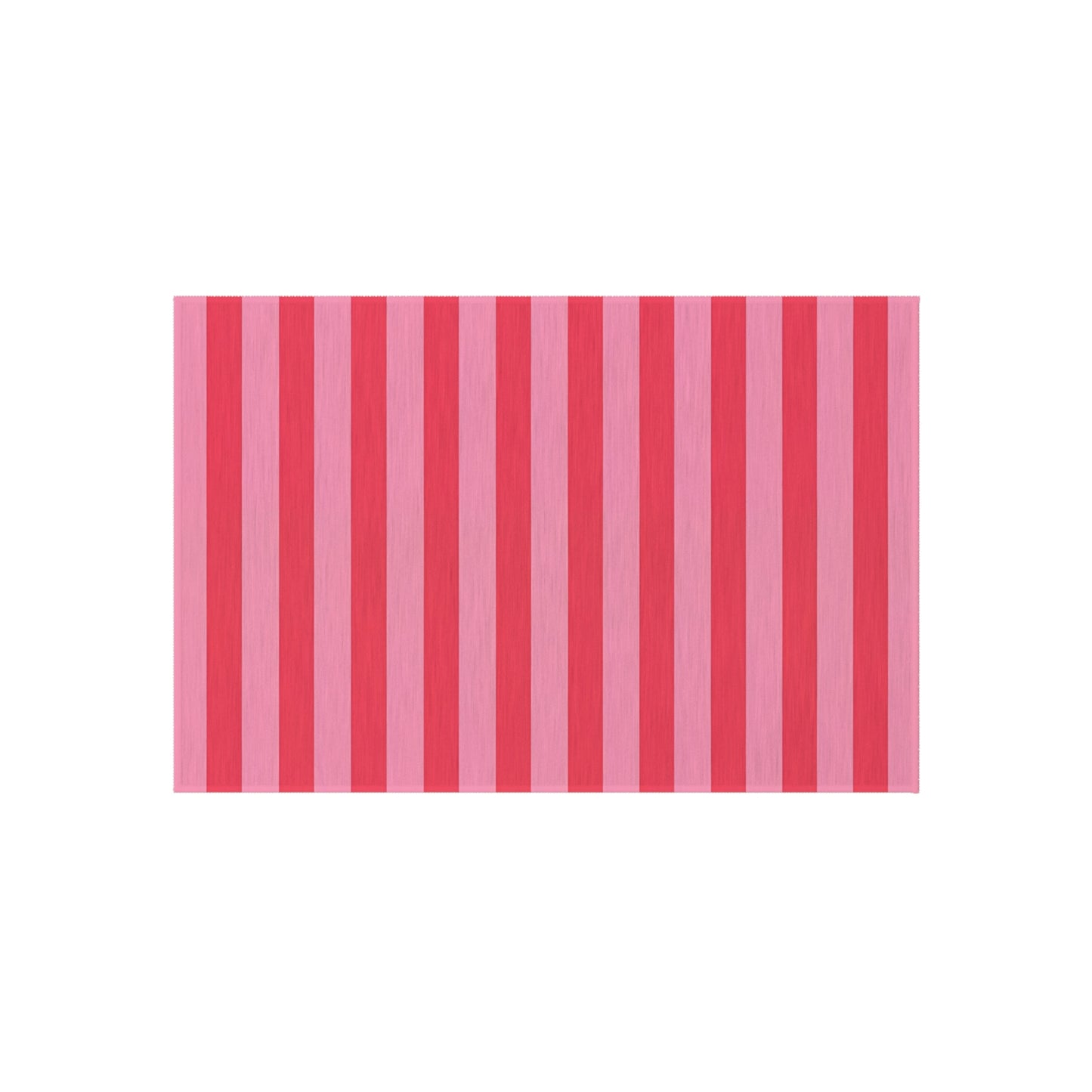 Light Pink and Watermelon Pink Stripe Outdoor Rug | Patio Mat, Water-Resistant Porch Rug