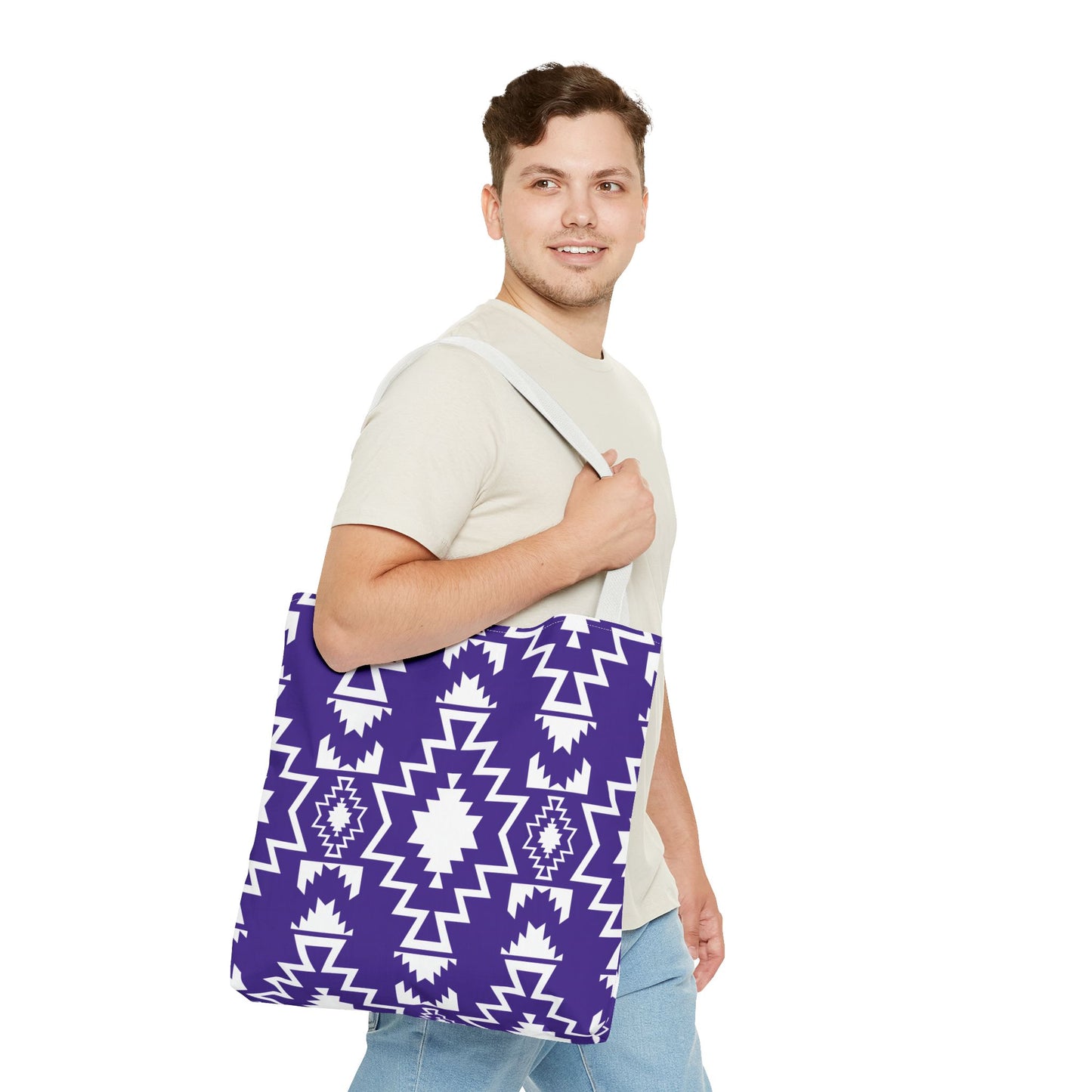 Purple and White Boho Chic Tote Bag | Purple Tribal Pattern | Eco-Friendly, Shopping Bag, Beach Tote, Gym Bag, Gift for Her, Southwestern