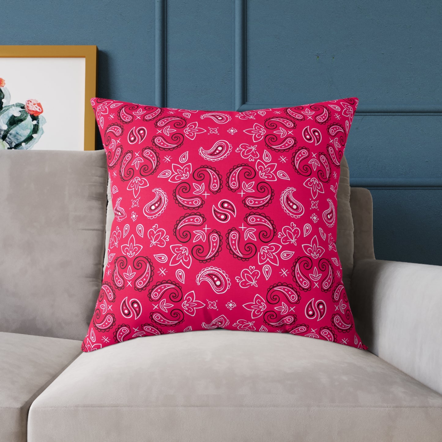 Red-Rose Paisley Pattern Pillow | Square Throw Pillow
