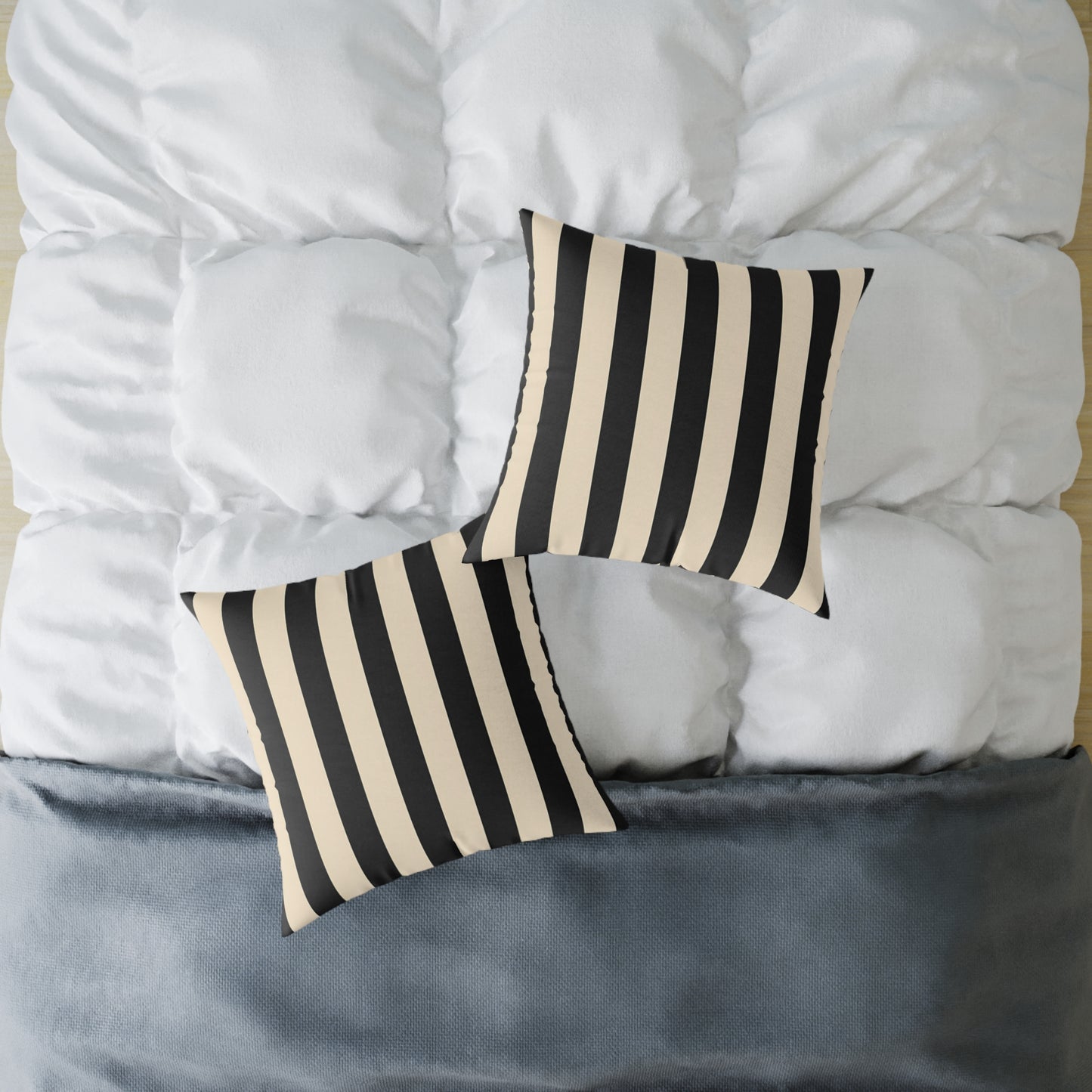 Black and Cream Vertical Stripe Square Pillow | Canvas Throw Pillow