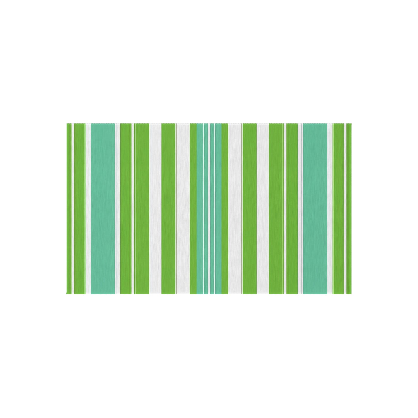 Green Blue White Stripe Outdoor/Indoor Rug | Patio Mat, Weatherproof Area Rug