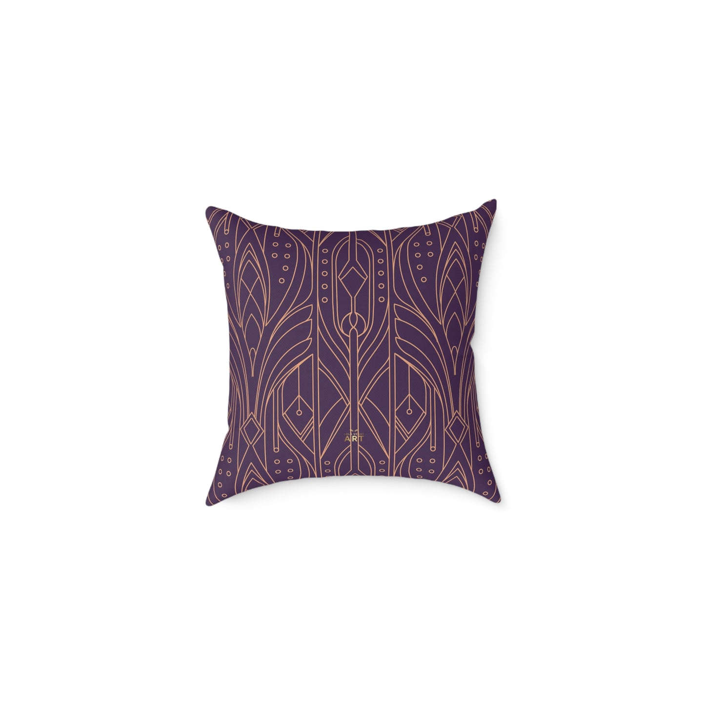 Art Deco Geometric Pattern Square Pillow | Purple Copper