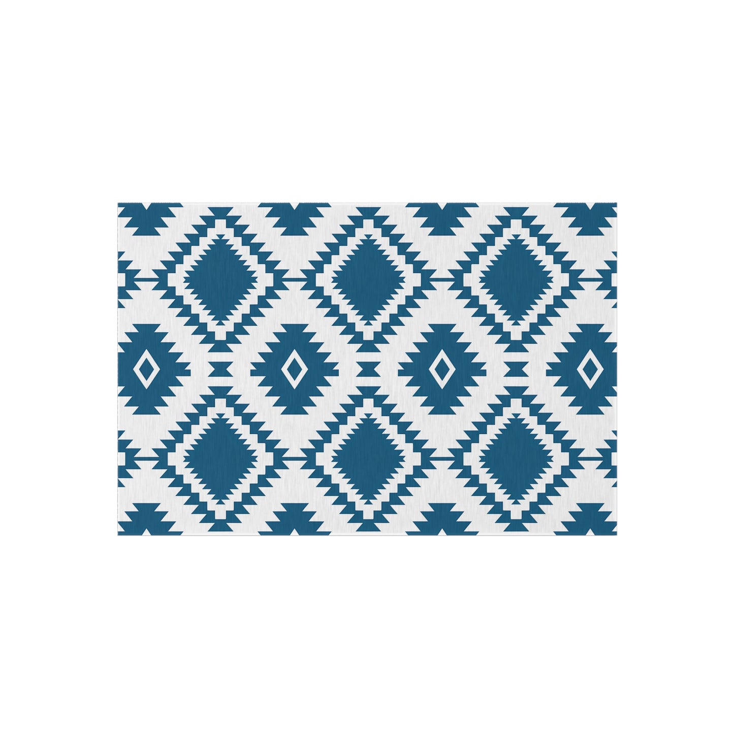 Blue White Aztec Diamond Outdoor/Indoor Rug | Geometric Patio Mat
