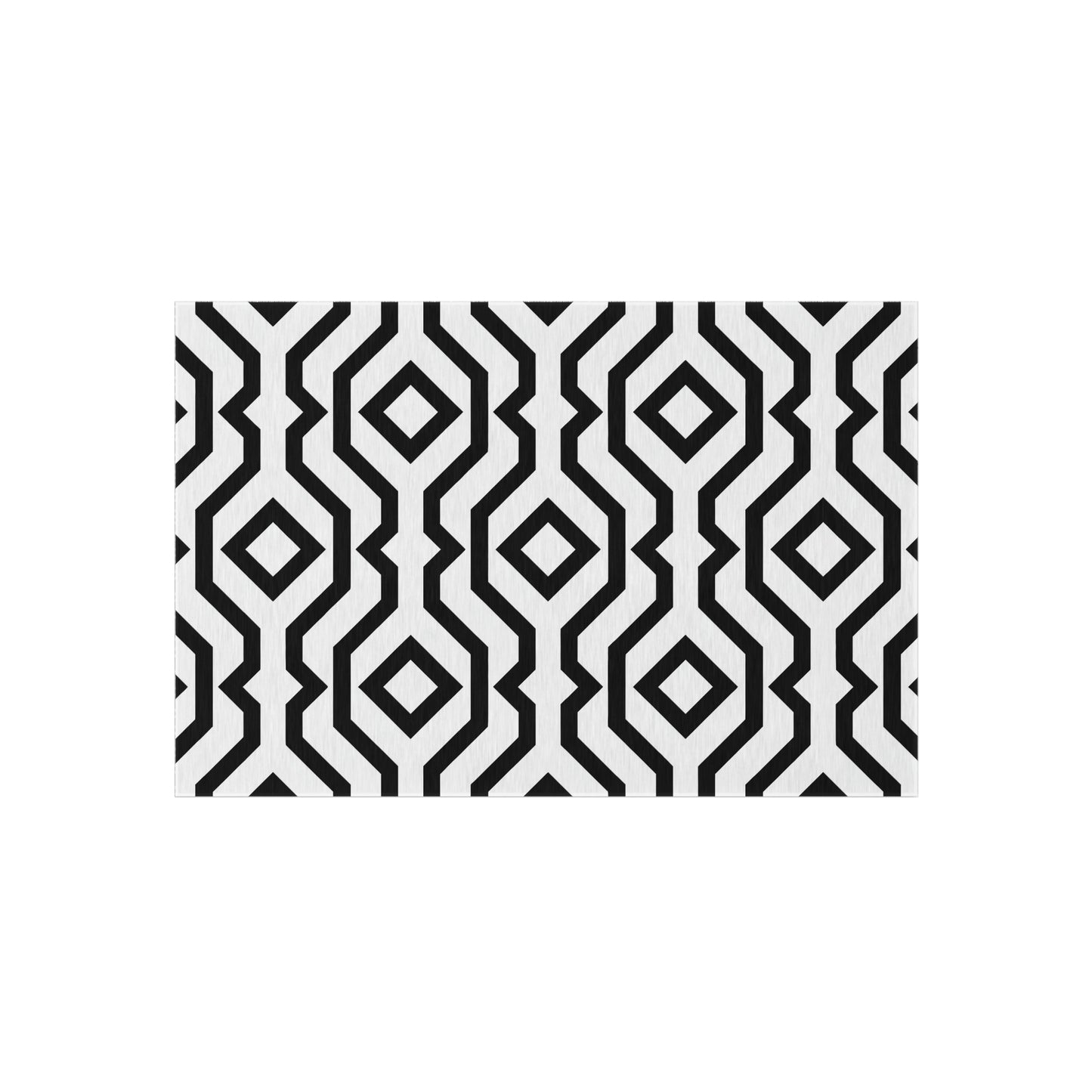 Black White Geometric Diamond Pattern Outdoor/Indoor Rug | Modern Patio Rug