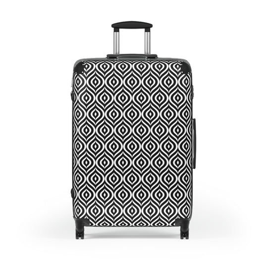 Black White Geometric Diamond Pattern Suitcase | Carry-On Luggage
