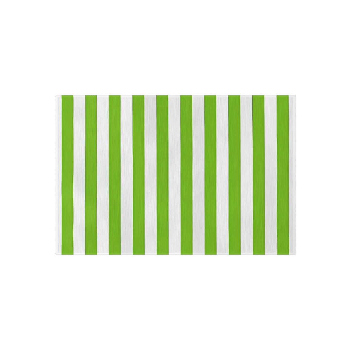 Green and White Striped Indoor/Outdoor Rug | Patio Mat, Weather-Resistant Flooring