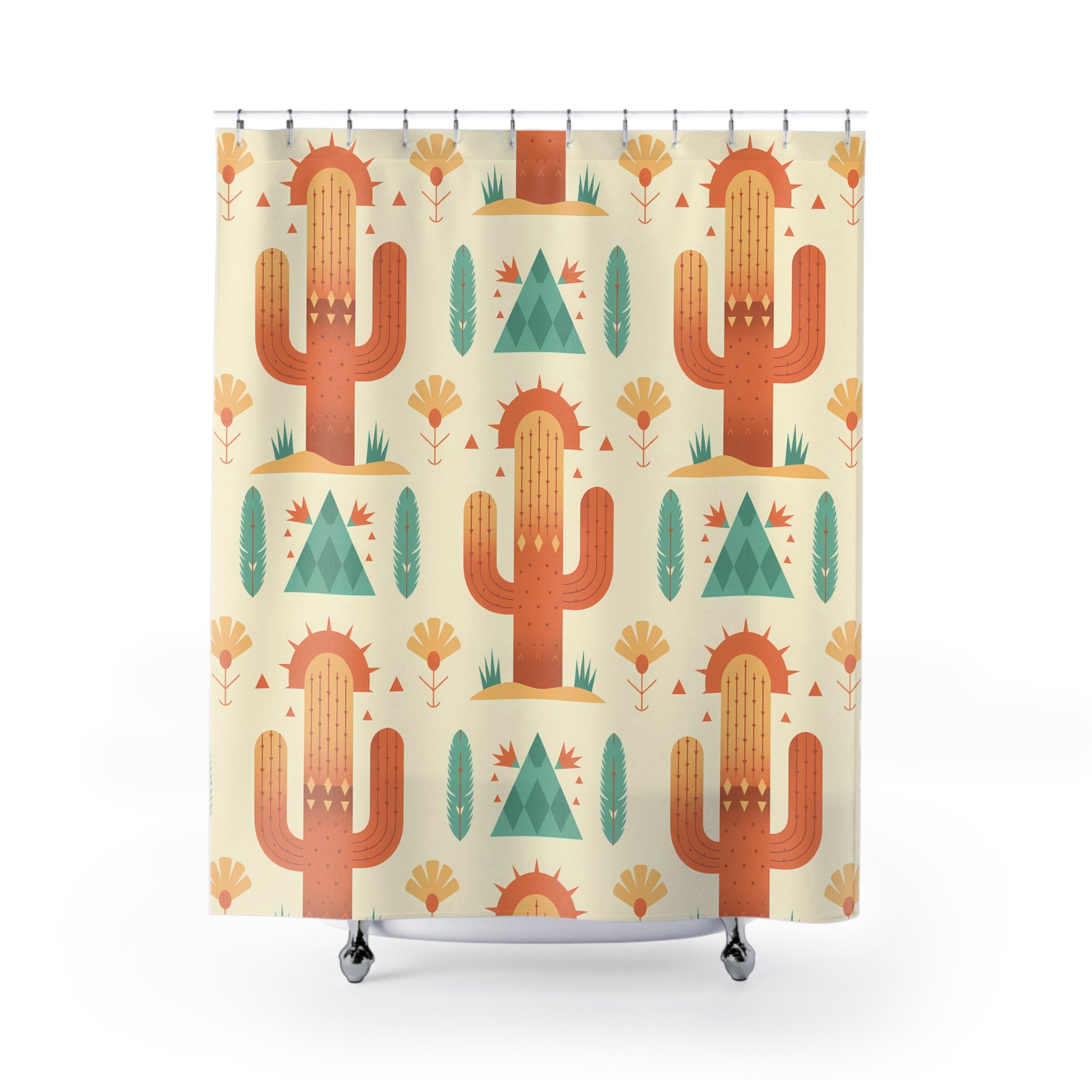 Boho Cactus Shower Curtain, Southwest Style Bathroom Decor, Nature Inspired Home Accessory, Ideal for Modern Farmhouse, Gift Idea - LOLA VEGAS ART