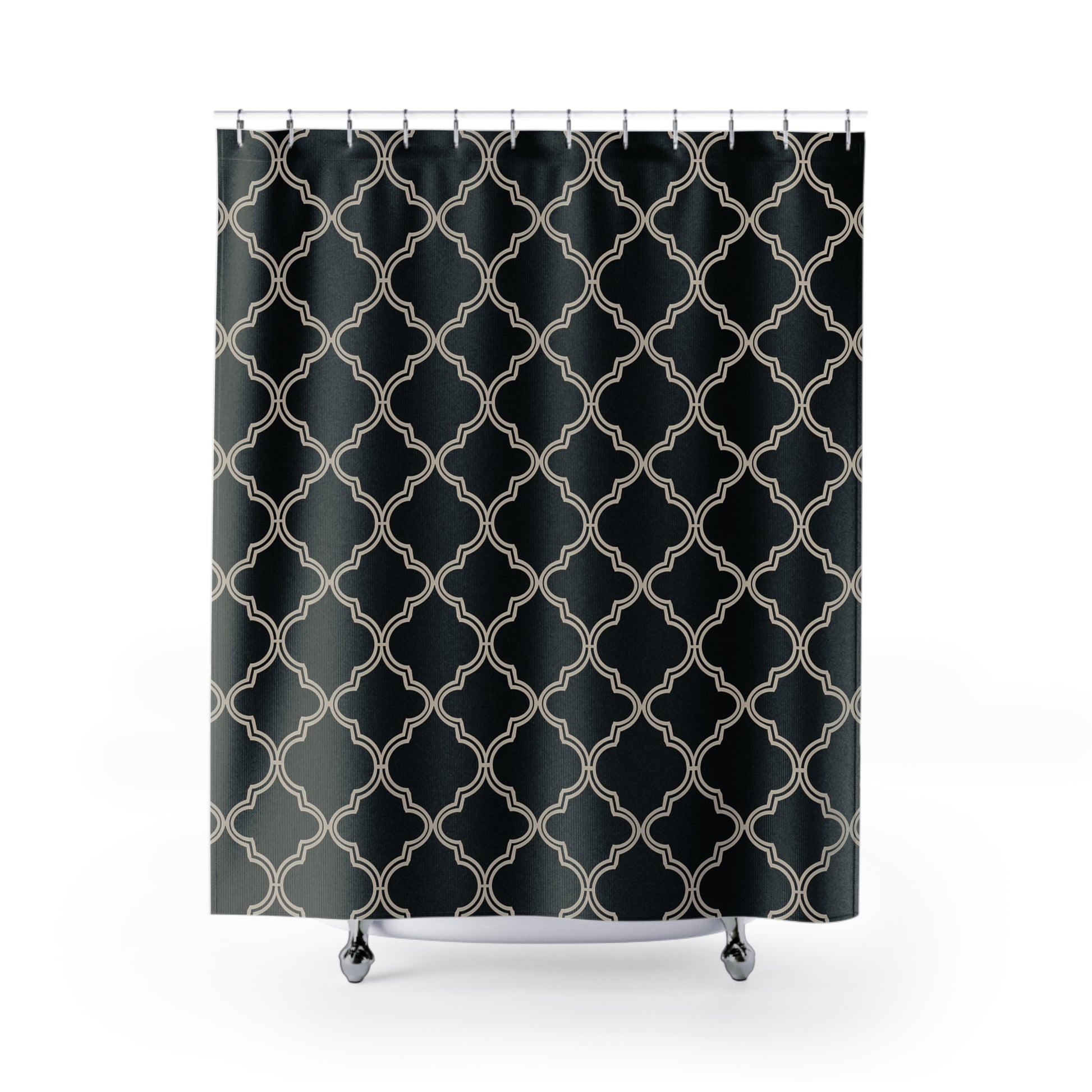 Elegant Geometric Shower Curtain - Luxurious Bathroom Decor, Modern Home Style, Black and Beige Pattern, Apartment Chic, Gift Idea - LOLA VEGAS ART