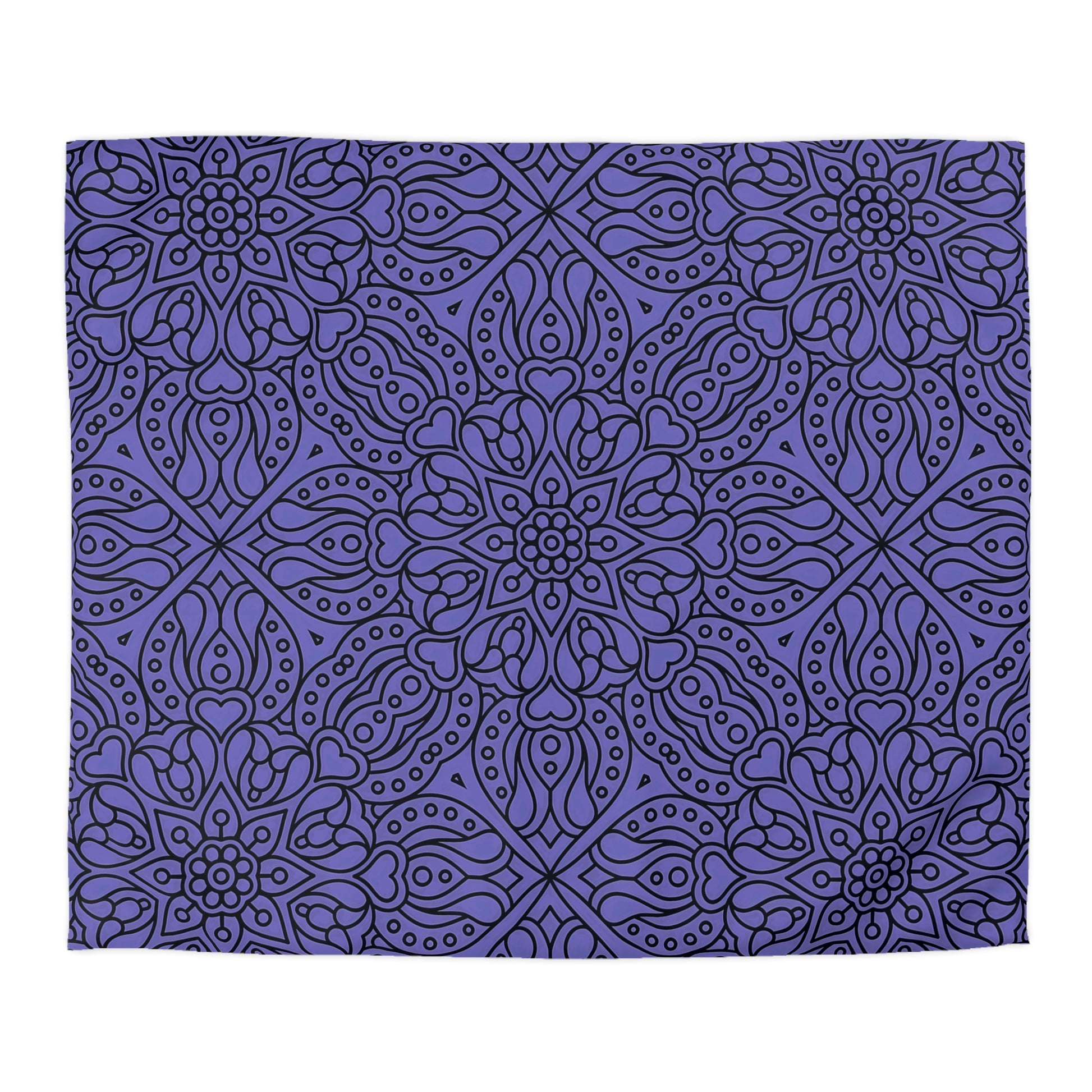 Bohemian Microfiber Duvet Cover - Cozy Bedding, Purple Floral Design, Bedroom Decor, Home Accents, Gift for Her, Festival Style - LOLA VEGAS ART