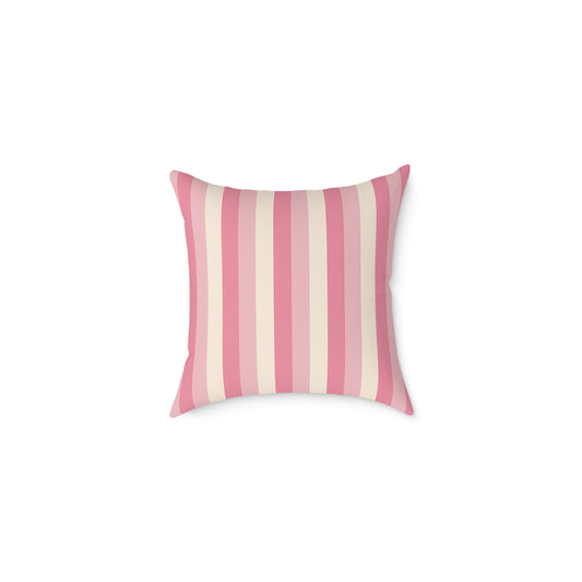 Pink Creme Stripe Square Pillow | Pastel Striped Throw Cushion