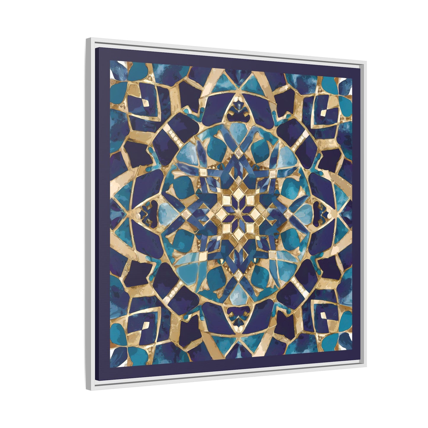 Framed Blue Moroccan Mosaic Wall Art — Matte Canvas Print