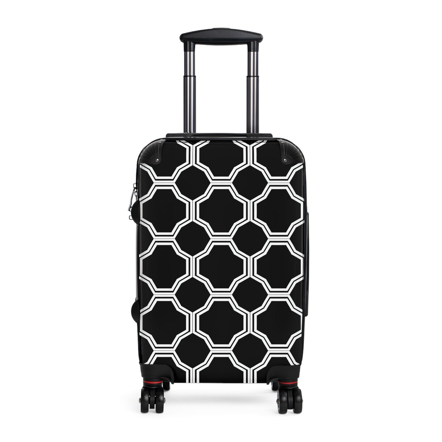 Black and White Octagon Tile Suitcase | Geometric Pattern Travel Luggage