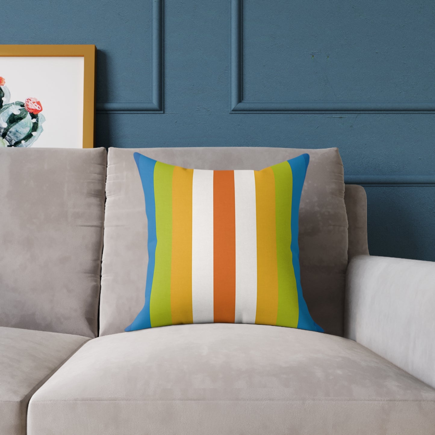 Retro Rainbow Stripes Pillow | Square Poly Canvas Pillow