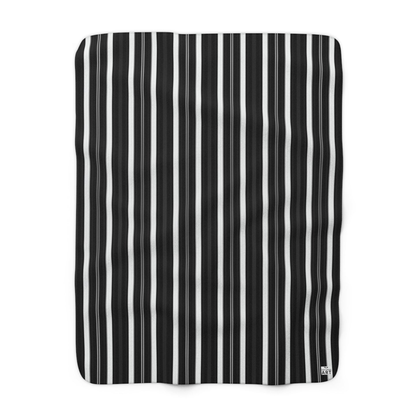 Black White Vertical Stripes Sherpa Blanket | Cozy Monochrome Throw