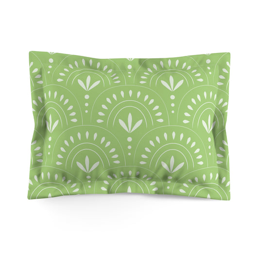 Green Boho Arch Pattern Microfiber Pillow Sham | Decorative Pillowcase