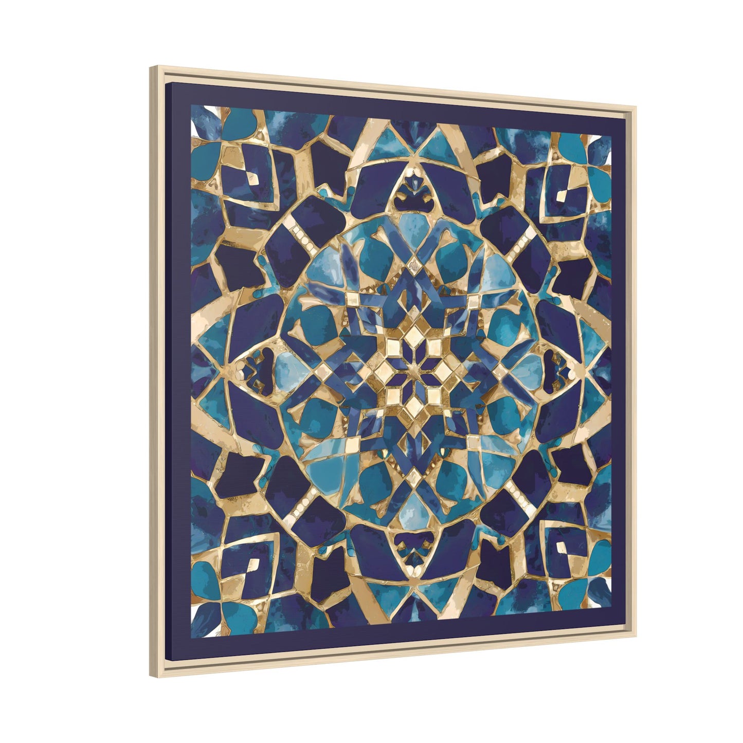 Framed Blue Moroccan Mosaic Wall Art — Matte Canvas Print