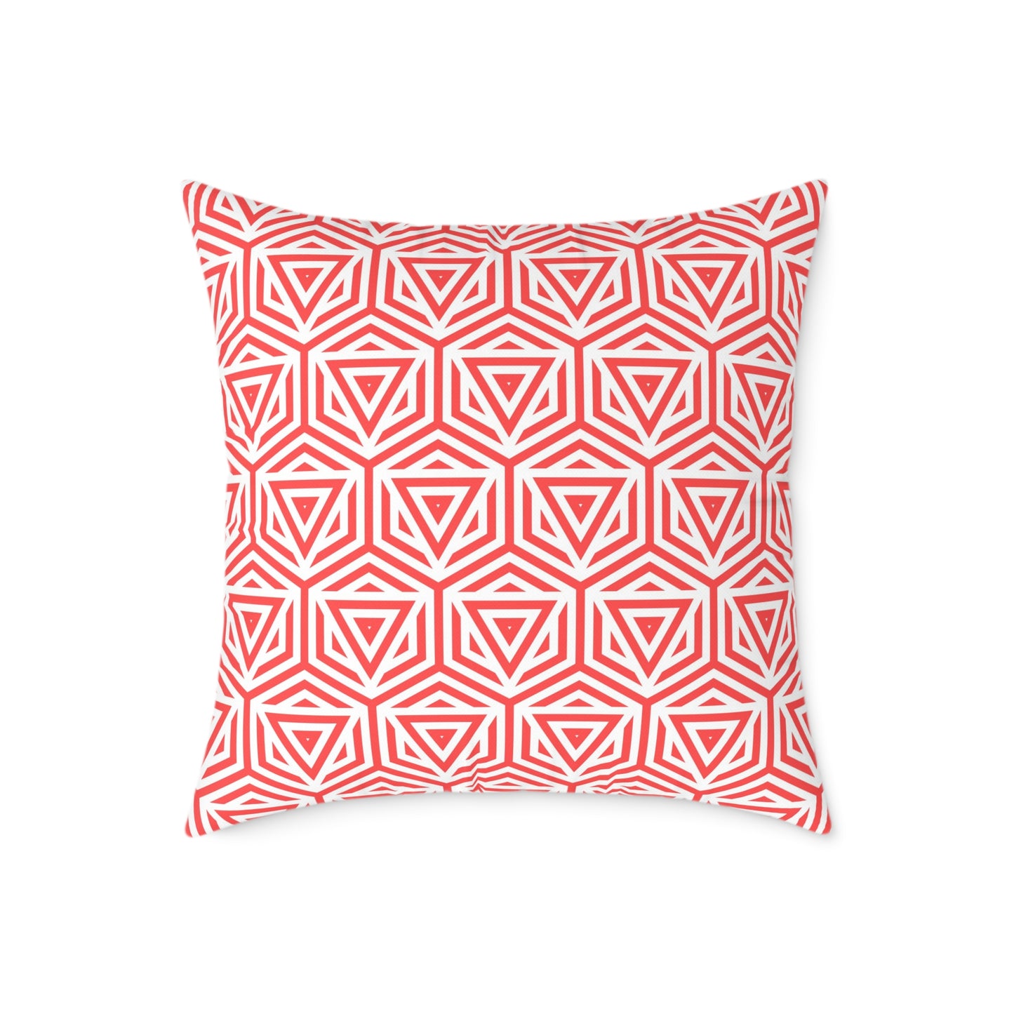 Geometric Coral Tile Pattern Pillow Square Throw Pillow Modern Home Decor