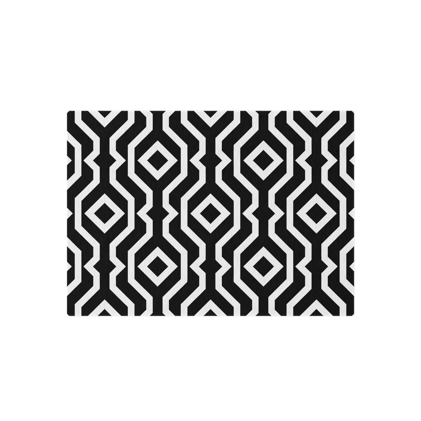 Geometric Black White Pattern Outdoor/Indoor Rug | Modern Patio Mat