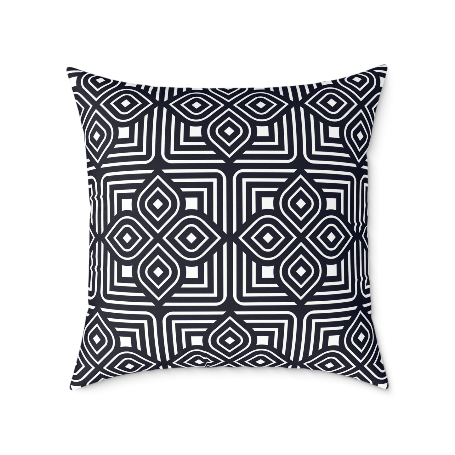 Geometric Moroccan Tile Square Pillow | Navy Canvas Throw Pillow