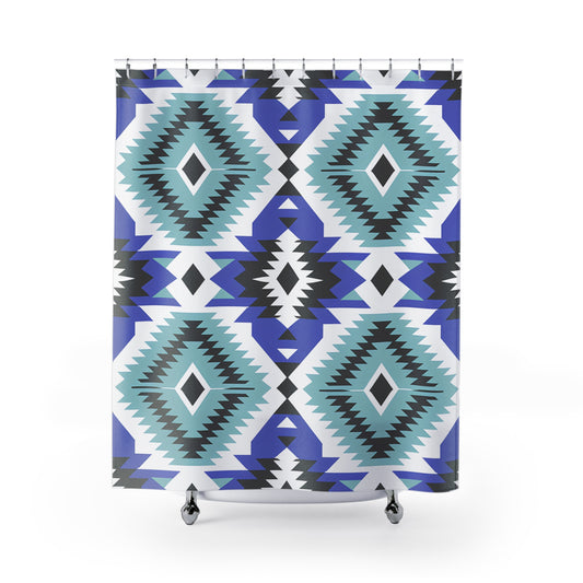 Tribal Pattern Shower Curtain, Bohemian Bathroom Decor, Vibrant Home Accessory, Modern Shower Curtain, Gift for New Home - LOLA VEGAS ART