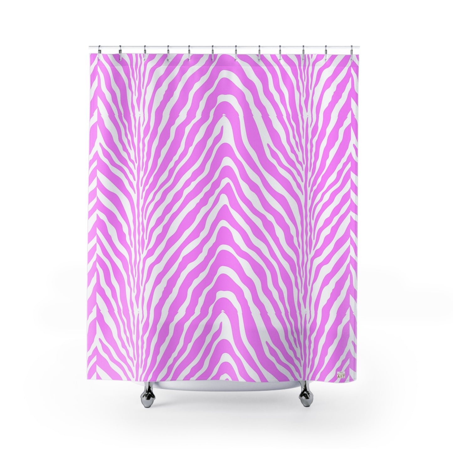 Pink Zebra Stripe Shower Curtain | Animal Print Bath Decor Boho Bathroom Accessory