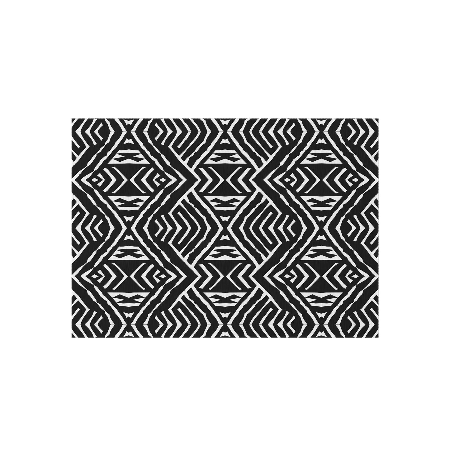 Black and White Stylish African Mudcloth pattern Outdoor/Indoor Rug for Patio, Deck, Camping, Boho Decor, Modern Design, Anti-Slip Area Mat