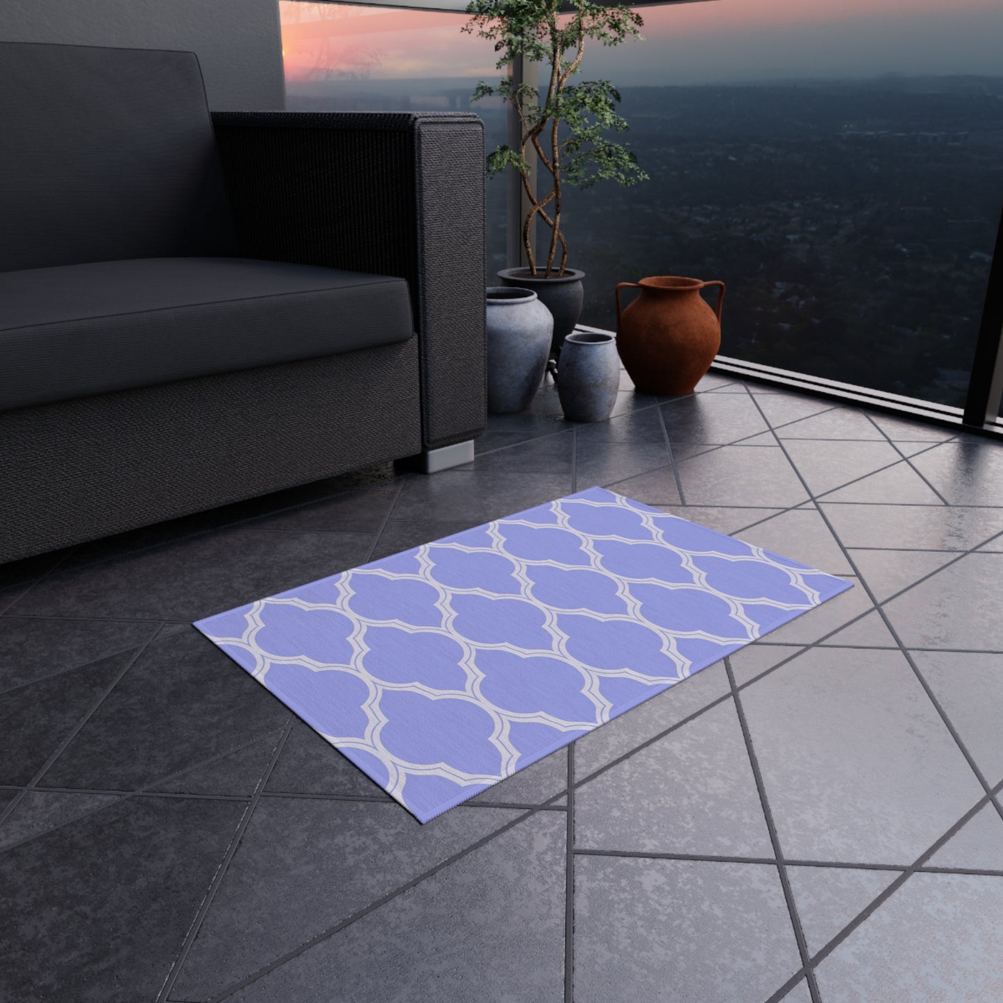 Lavender Moroccan Trellis Outdoor/Indoor Rug | Patio Mat