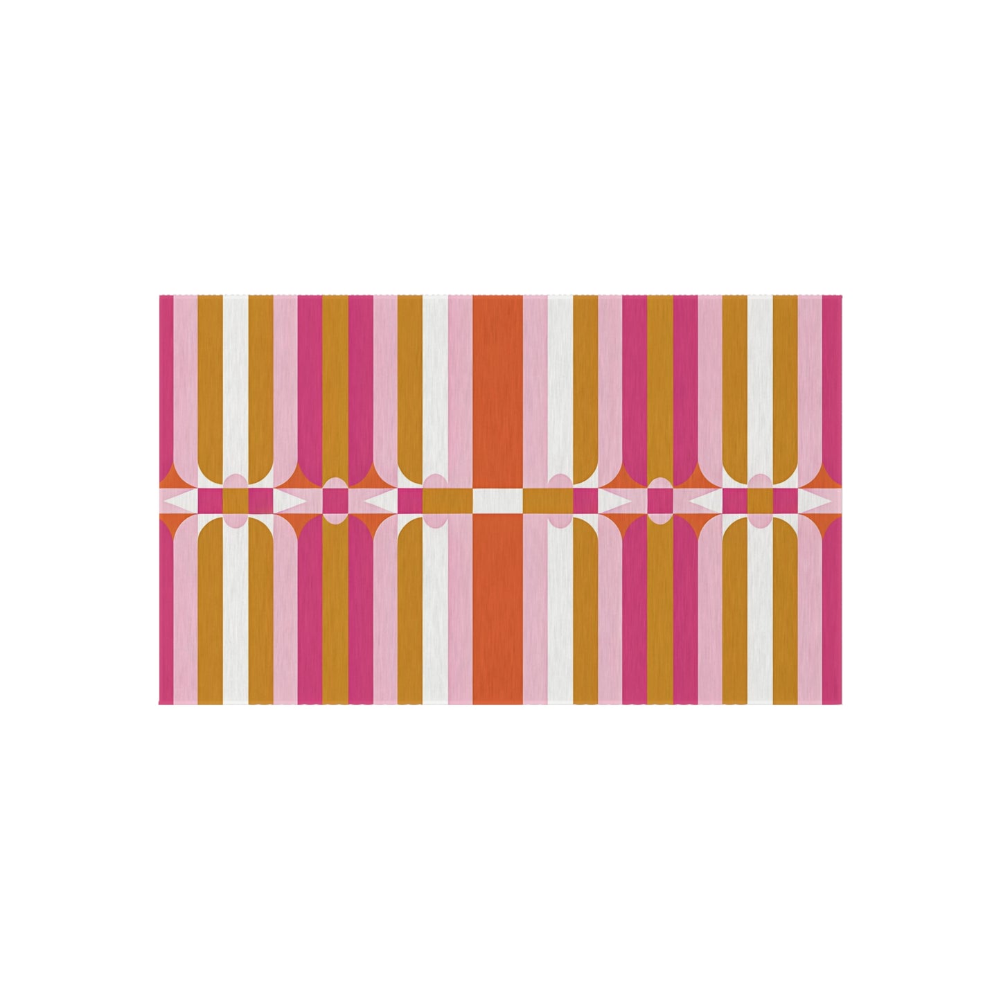 Retro Geometric Stripes Outdoor Rug | Pink Orange Mustard