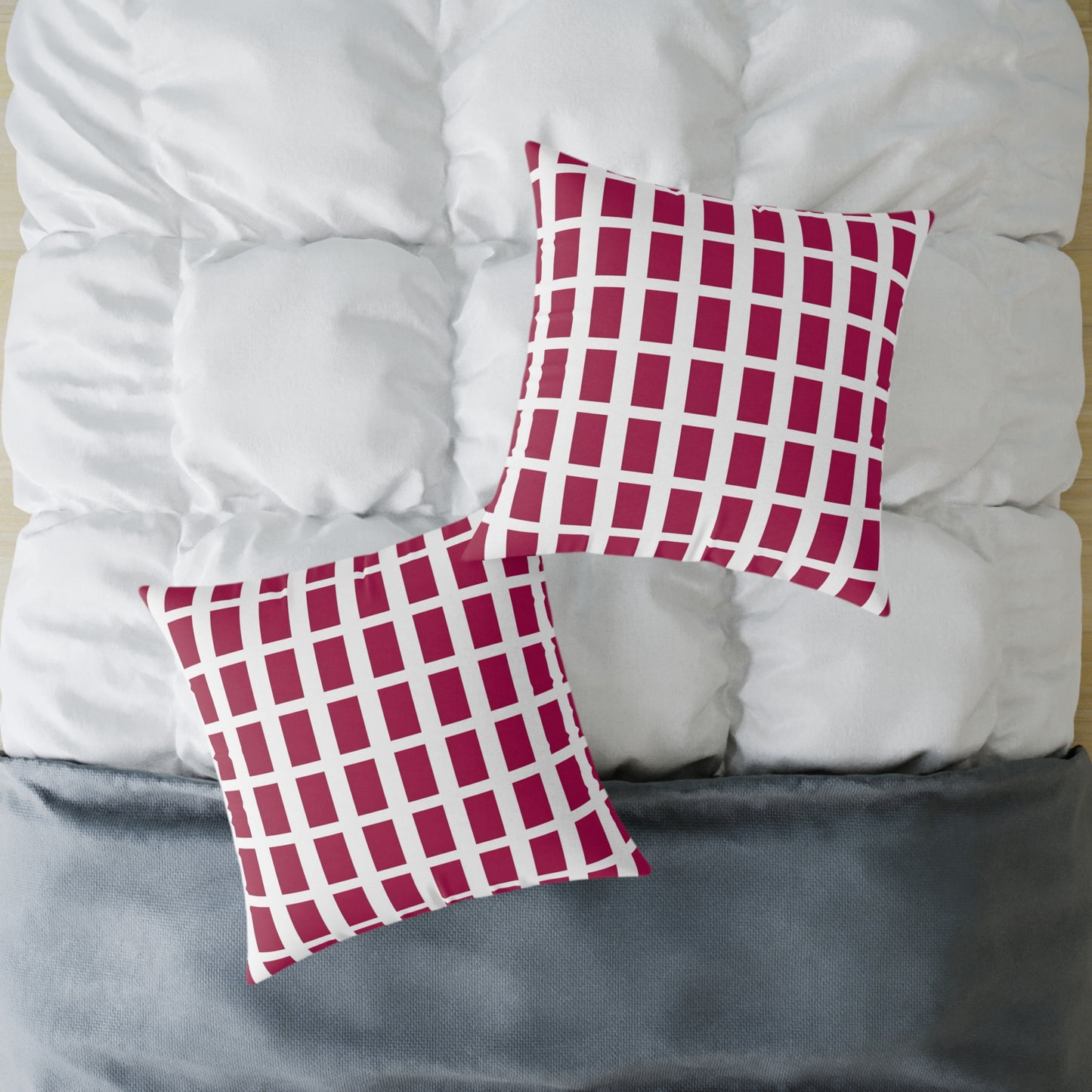 Maroon Grid Pattern Pillow | Square Throw Pillow, Modern Geometric Cushion