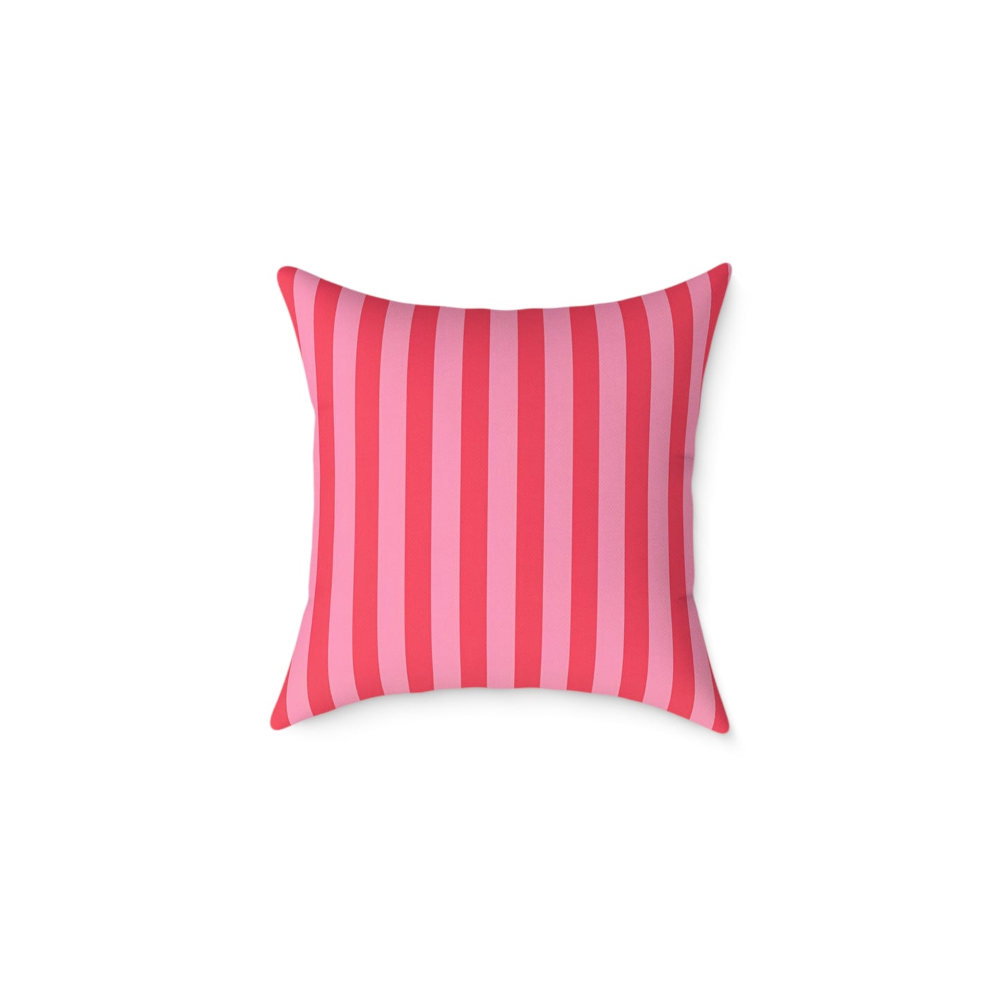 Light Pink Watermelon Pink Striped Throw Pillow | Square Poly Canvas Cushion