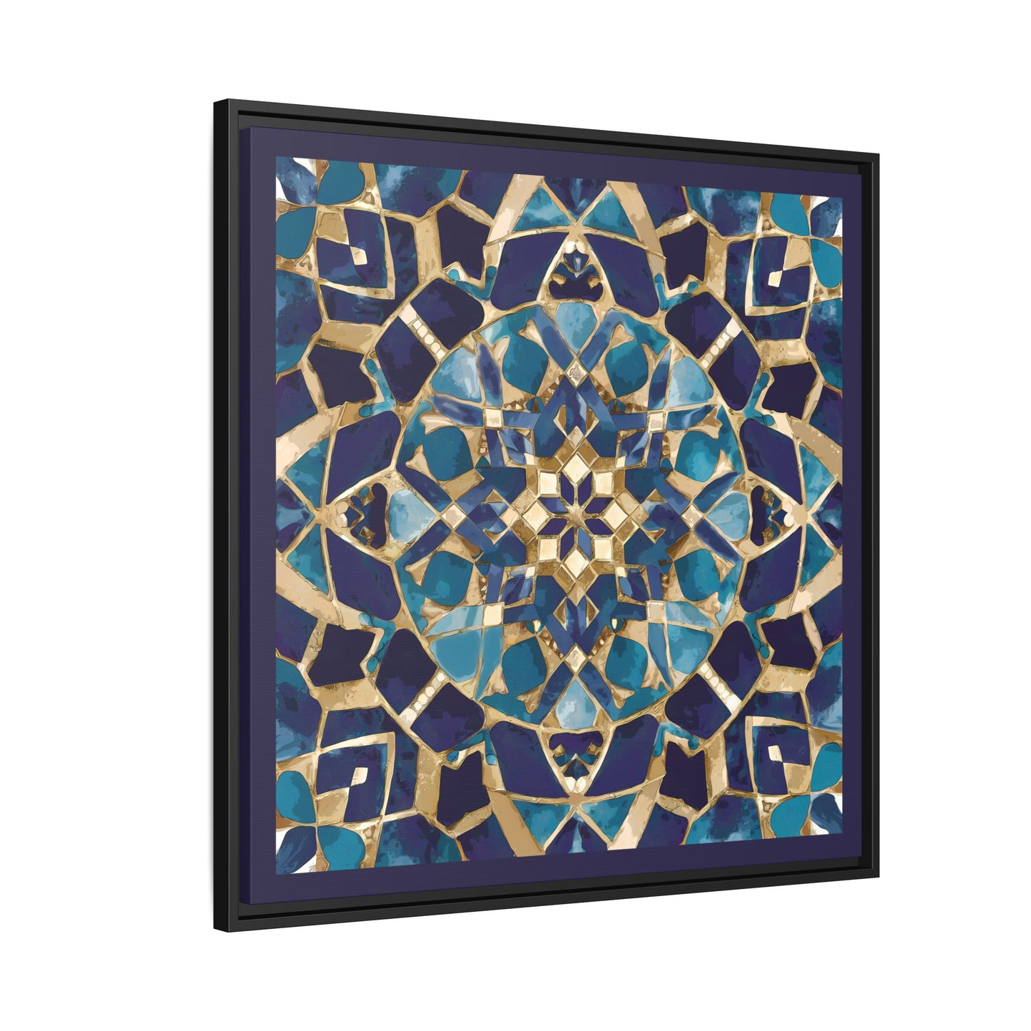 Framed Blue Moroccan Mosaic Wall Art — Matte Canvas Print