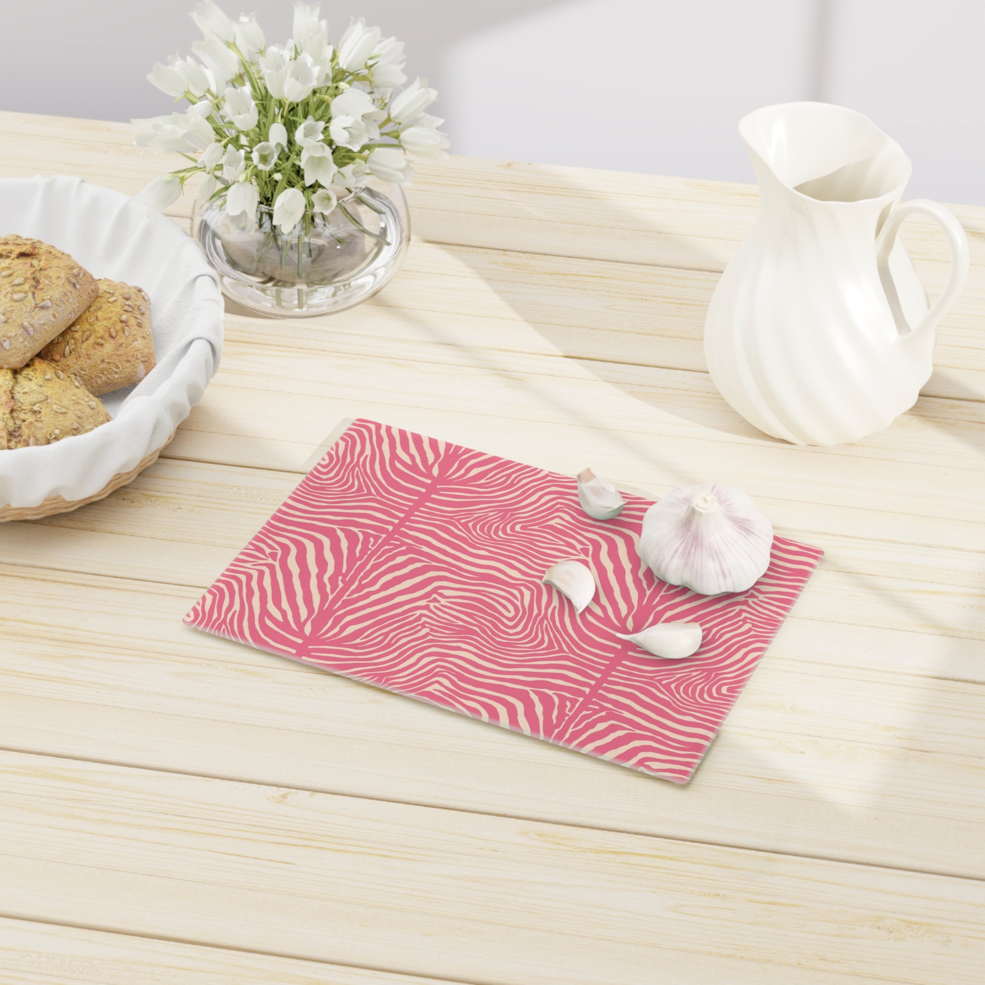 Stylish Pink Zebra Cutting Board - Fun Kitchen Decor, Gift for Chefs, Housewarming, Unique Cooking Essential, Trendy Kitchenware - LOLA VEGAS ART