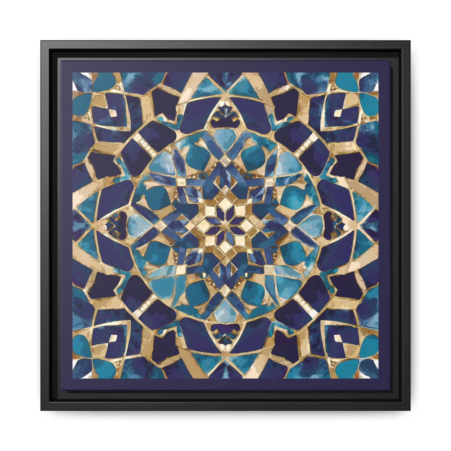 Framed Blue Moroccan Mosaic Wall Art — Matte Canvas Print