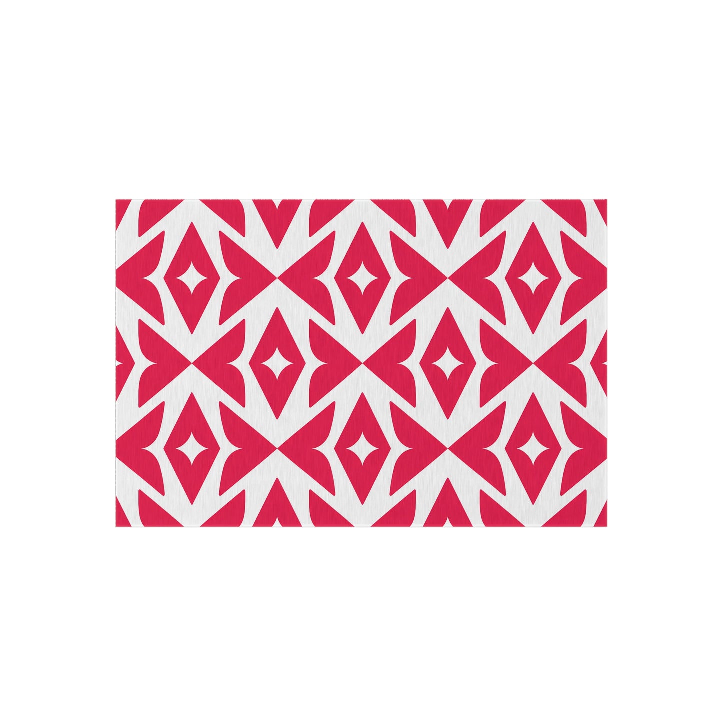 Rosey-Red Geometric Diamond Pattern Outdoor/Indoor Rug | Modern Patio Mat