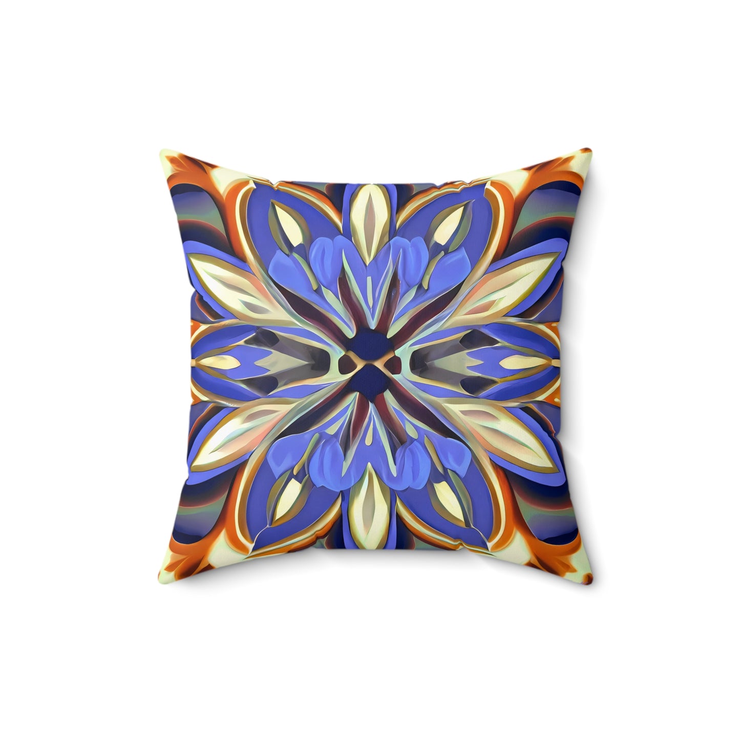 Boho Flower Square Pillow, Iris Purple Brown Cream, Unique Home Decor, Spun Polyester Cushion, Floral Accent Pillow, Floral Home Decor