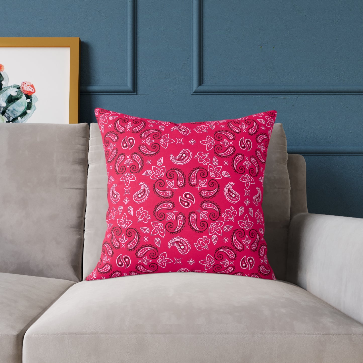 Red-Rose Paisley Pattern Pillow | Square Throw Pillow