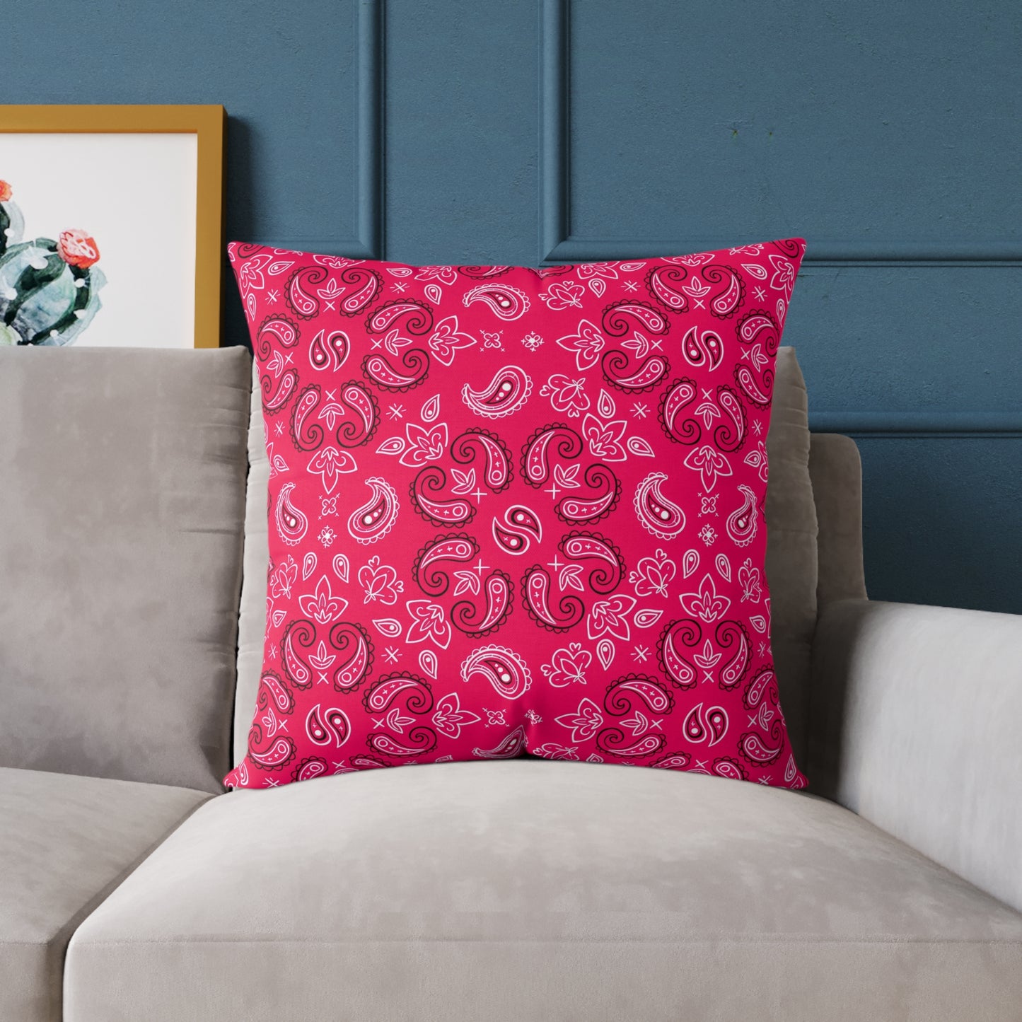 Red-Rose Paisley Pattern Pillow | Square Throw Pillow