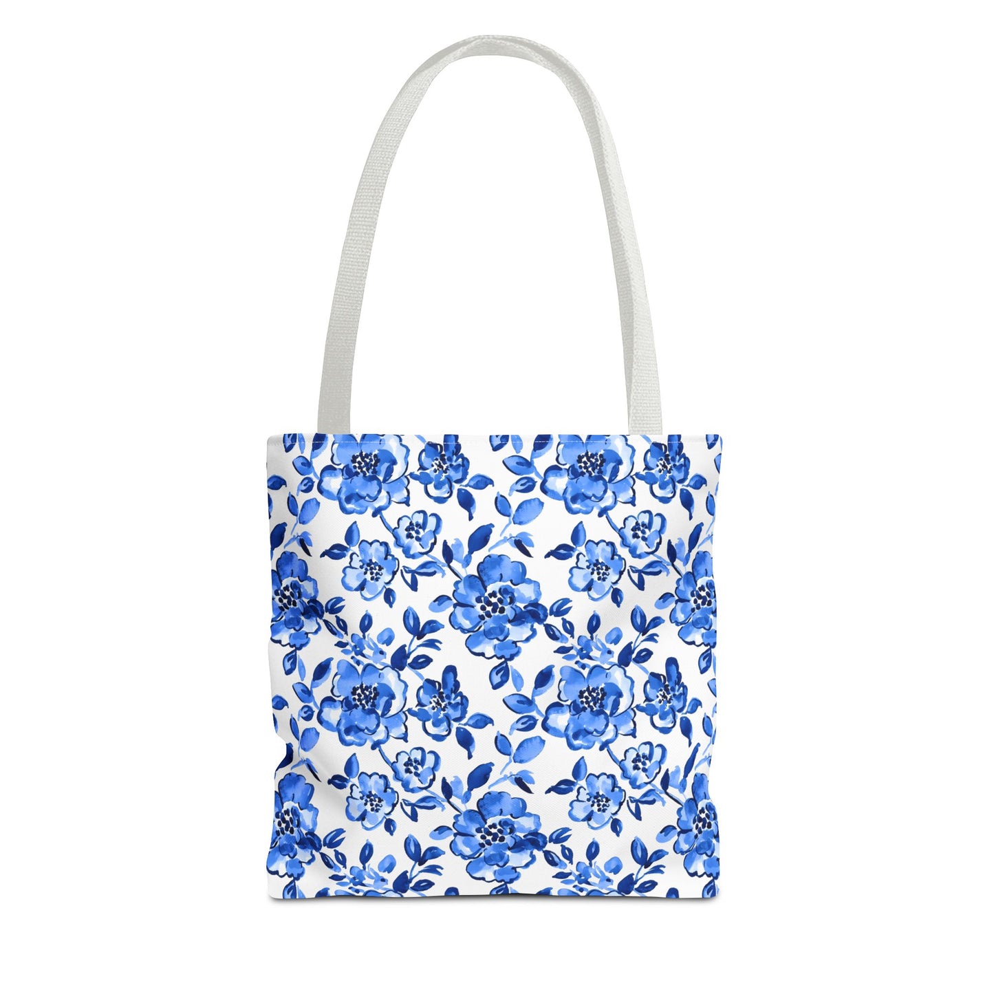 Blue Floral Tote Bag, Reusable Grocery Bag, Beach Bag, Shopping Tote, Gift for Her, Spring/Summer Accessory, Feminine Bag