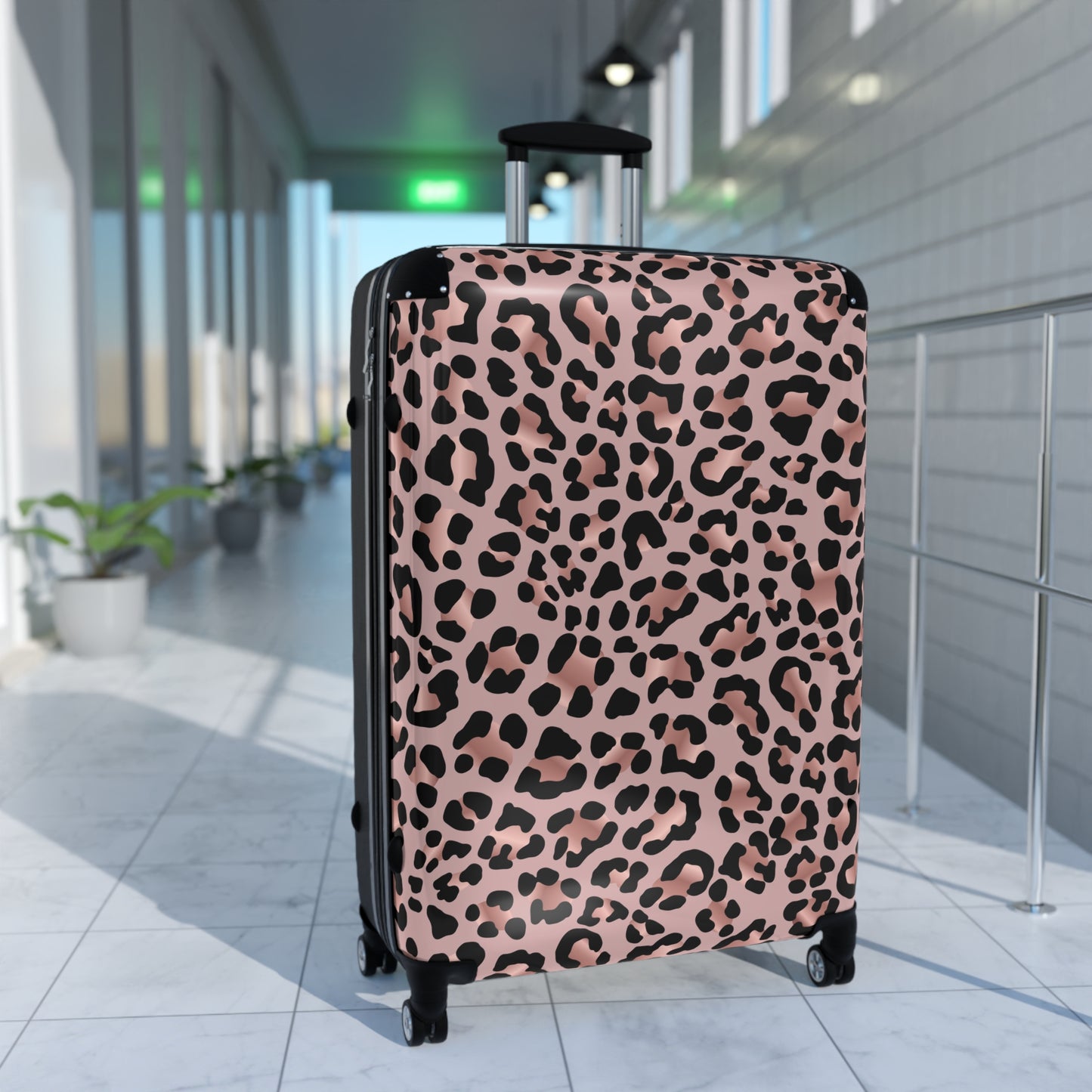 Suitcase, Luggage, Travel Bag, Suitcase for Women, Leopard Print Suitcase, Pink and Black Luggage, Glam Traveler Gift, Luxury Suitcase,