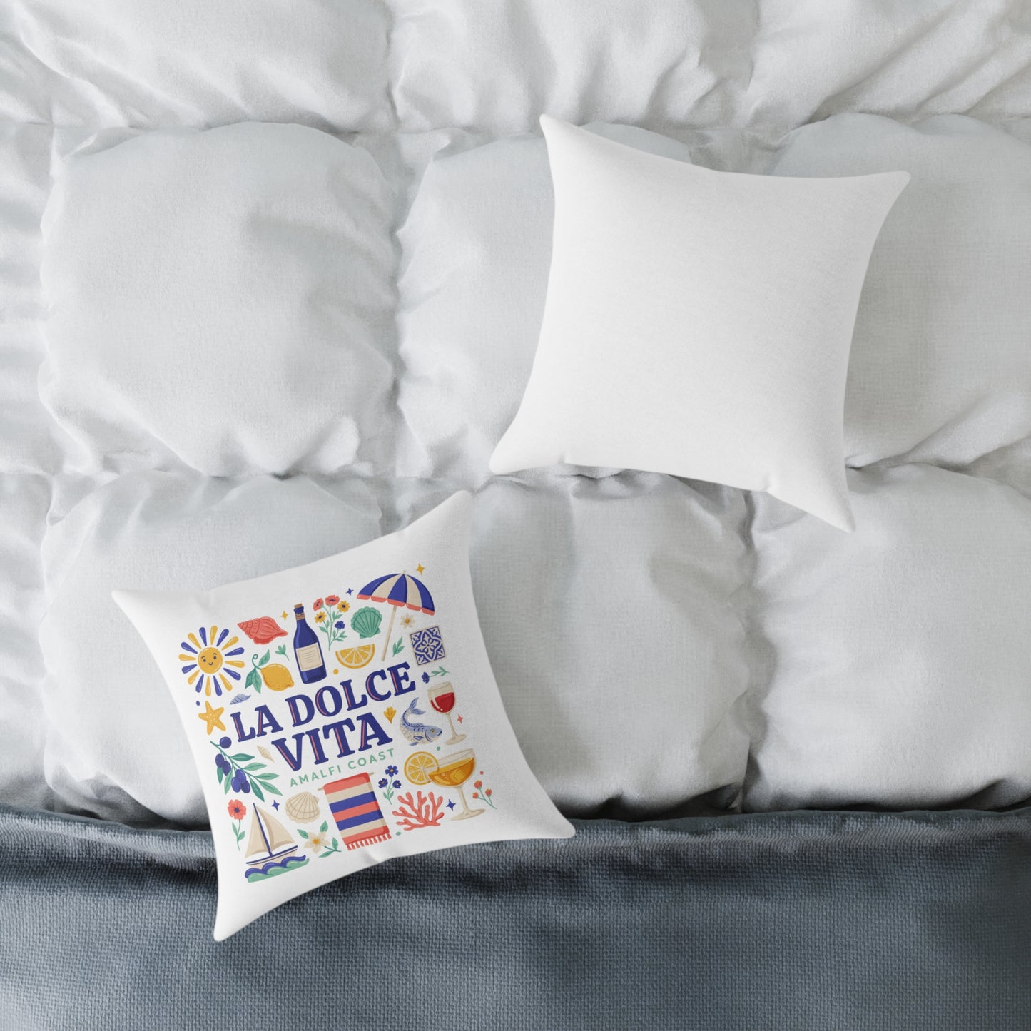 La Dolce Vita Amalfi Coast Square Pillow | Italian Summer Coastal Decor