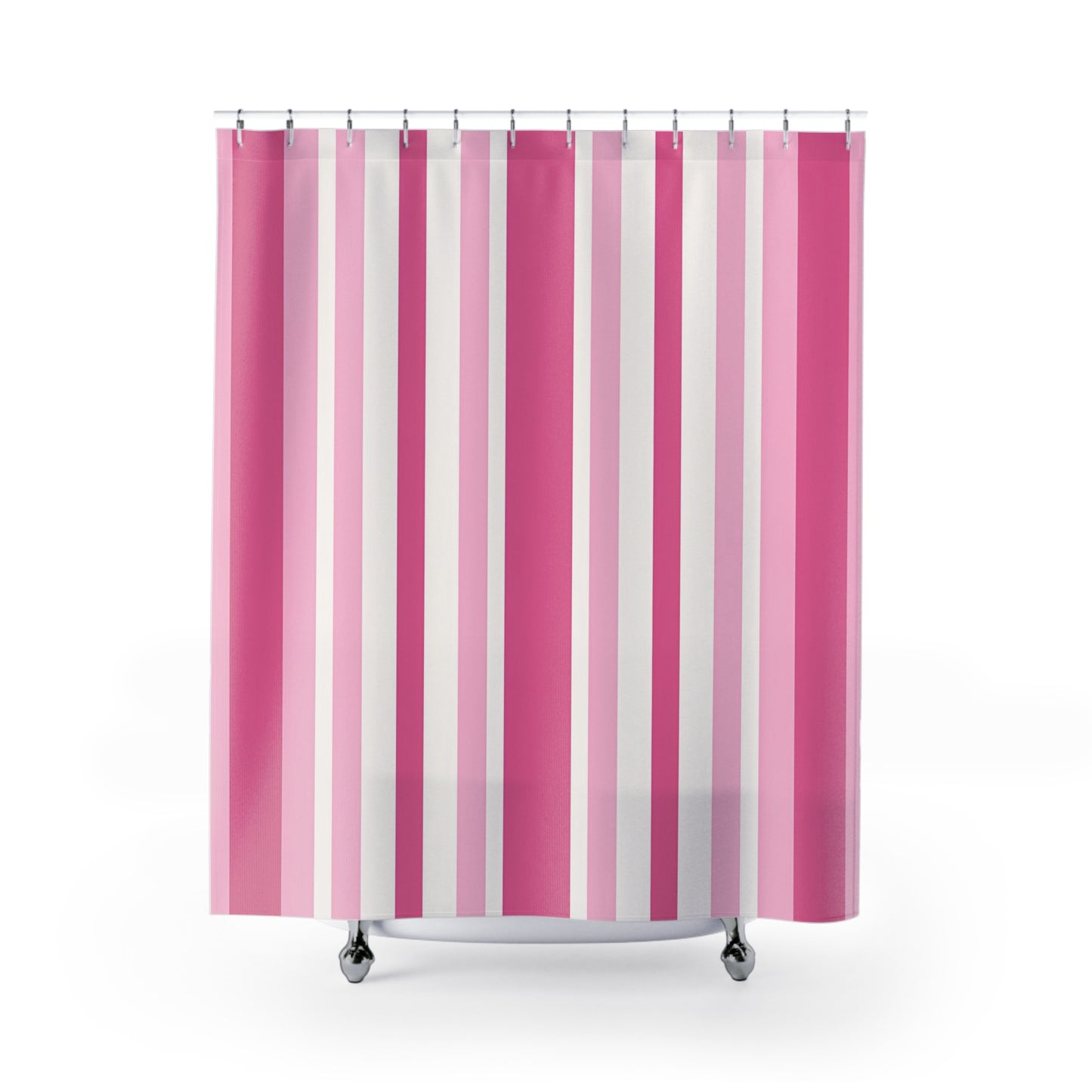 Pink Vertical Stripe Shower Curtain | Modern Bathroom Décor