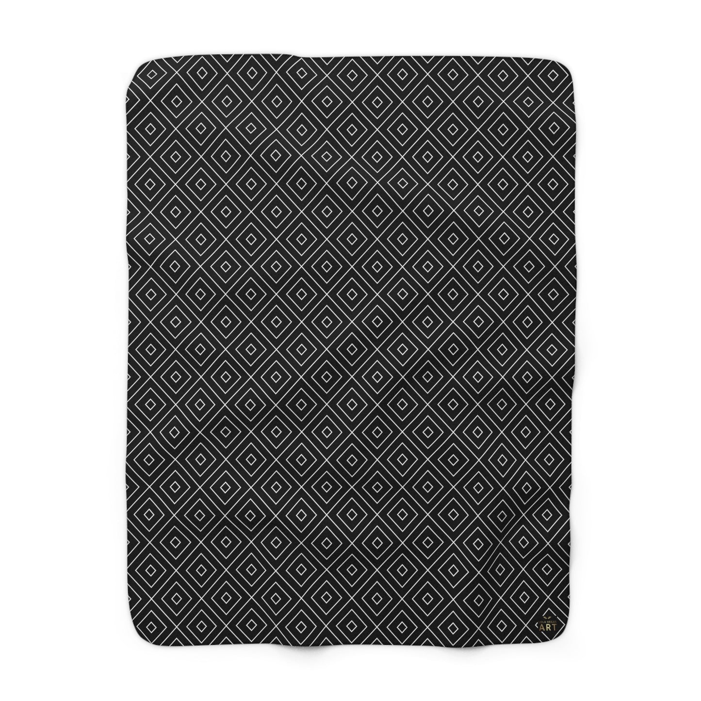Geometric Diamond Pattern Sherpa Blanket | Black White Cozy Throw, Soft Throw Blanket, Home Decor, Gift for All, Geometric Pattern
